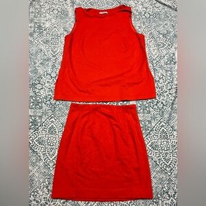 NWOT SET MM LaFleur Set! orange/red twist top work blouse and skirt